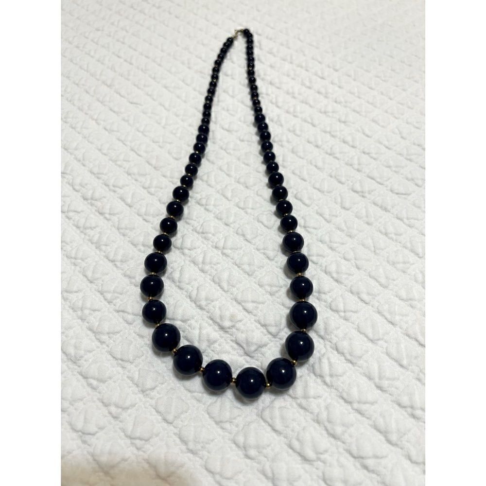 Vintage Blue Graduated Bead Necklace- 30”